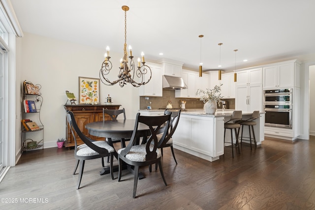 17 Spalding Dr, Holmdel, NJ 07733 - dining space with dark wood-style flooring, recessed lighting, and a chandelier