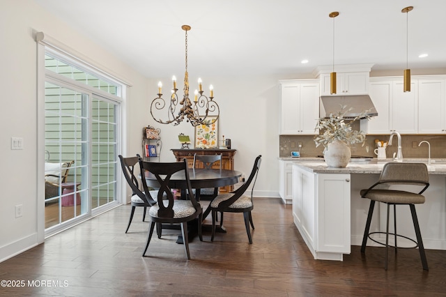 17 Spalding Dr, Holmdel, NJ 07733 - dining area with a chandelier, recessed lighting, and dark wood-type flooring