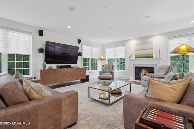 17 Spalding Dr, Holmdel, NJ 07733 - living area with a premium fireplace and recessed lighting