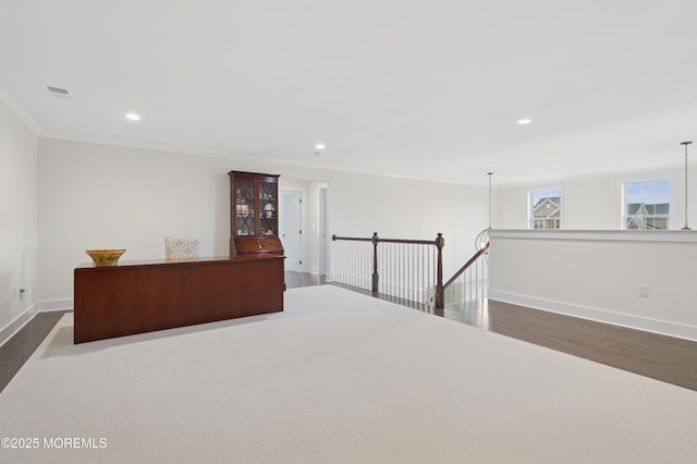 17 Spalding Dr, Holmdel, NJ 07733 - office featuring dark wood-style flooring, crown molding, and recessed lighting