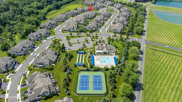17 Spalding Dr, Holmdel, NJ 07733 - aerial view of residential area with a nearby body of water and a pool area
