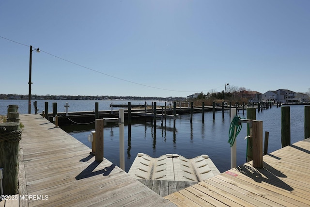 dock area featuring a water view