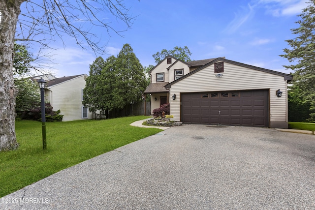 55 Marc Dr, Howell, NJ 07731 - view of front of property featuring asphalt driveway, a front lawn, a garage, and roof with shingles