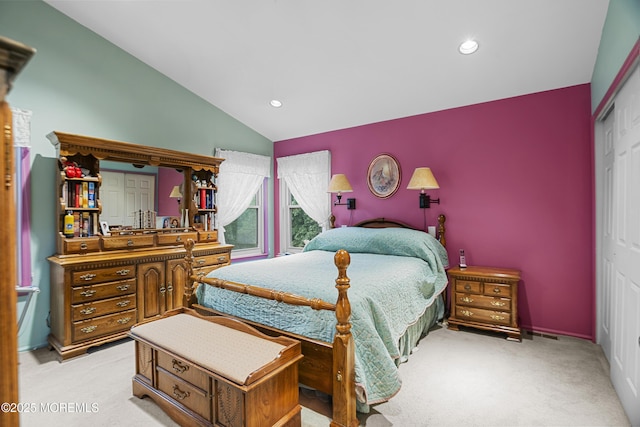 55 Marc Dr, Howell, NJ 07731 - carpeted bedroom featuring vaulted ceiling, a closet, recessed lighting, and baseboards