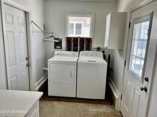 127 8th Ave, Seaside Park, NJ 08752 - laundry room featuring cabinet space, washing machine and dryer, and baseboards