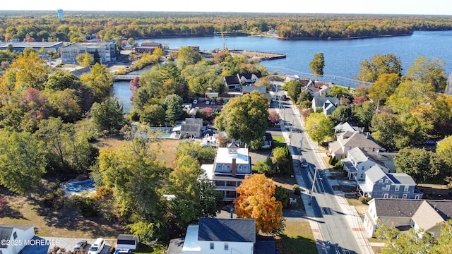 6056 Main St, Hamilton, NJ 08330 - drone / aerial view featuring a water view, a residential view, and a wooded view