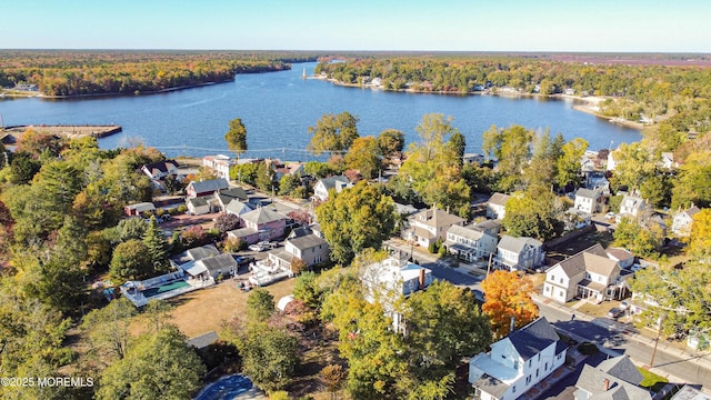 6056 Main St, Hamilton, NJ 08330 - bird's eye view with a water view, a residential view, and a forest view