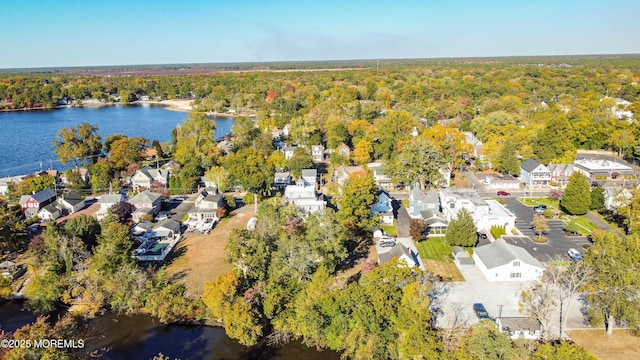 6056 Main St, Hamilton, NJ 08330 - bird's eye view with a water view, a residential view, and a view of trees