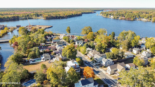 6056 Main St, Hamilton, NJ 08330 - drone / aerial view with a wooded view, a residential view, and a water view