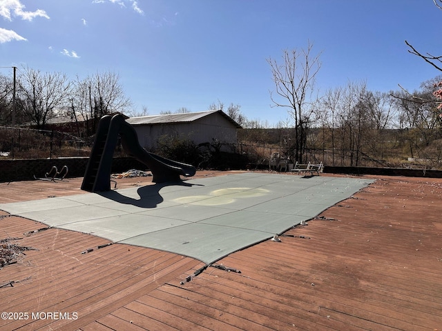 752 Amwell Rd, Hillsborough, NJ 08844 - view of swimming pool with a deck and fence