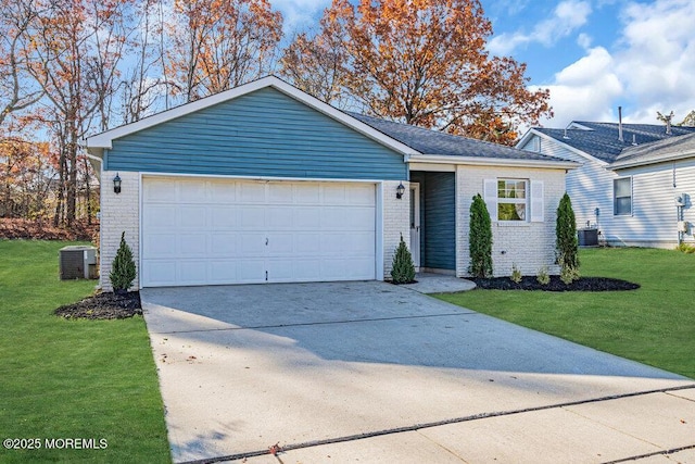 1396 Gleniffer Hill Rd, Toms River, NJ 08755 - ranch-style home with a front lawn, brick siding, and cooling unit