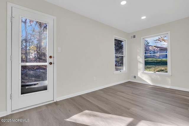 1396 Gleniffer Hill Rd, Toms River, NJ 08755 - entryway with visible vents, wood finished floors, recessed lighting, and a healthy amount of sunlight