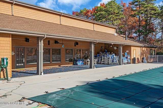 1396 Gleniffer Hill Rd, Toms River, NJ 08755 - view of pool featuring fence, a patio area, a ceiling fan, and a covered pool