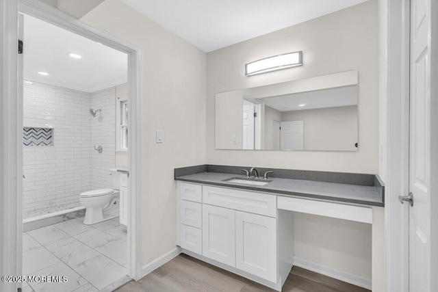 1396 Gleniffer Hill Rd, Toms River, NJ 08755 - full bath with baseboards, toilet, vanity, and tiled shower