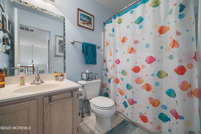 33 Blue Heron Ln, Bayville, NJ 08721 - bathroom featuring vanity, tile patterned floors, and curtained shower