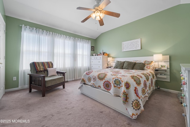 33 Blue Heron Ln, Bayville, NJ 08721 - bedroom with multiple windows, vaulted ceiling, carpet floors, and a ceiling fan