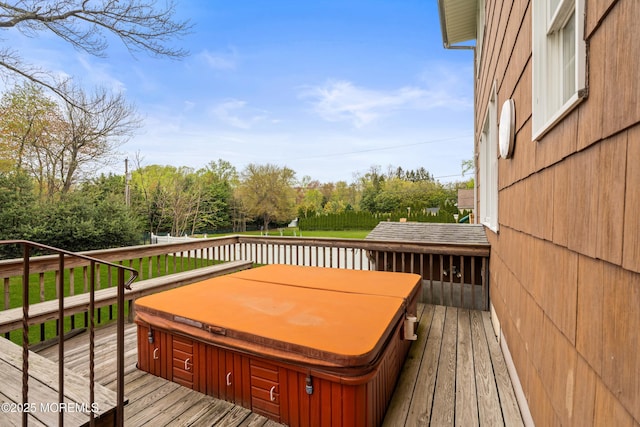 36 New Monmouth Rd, Middletown, NJ 07748 - deck featuring a covered hot tub and a yard