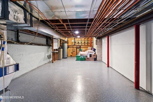 unfinished below grade area with gas water heater