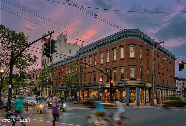view of property at dusk