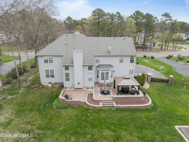 101 Erin Dr, Jackson, NJ 08527 - rear view of house featuring a gazebo, fence, a patio area, a lawn, and a shingled roof
