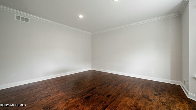 101 Erin Dr, Jackson, NJ 08527 - spare room with baseboards, visible vents, recessed lighting, crown molding, and dark wood-type flooring