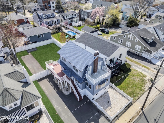 drone / aerial view with a residential view