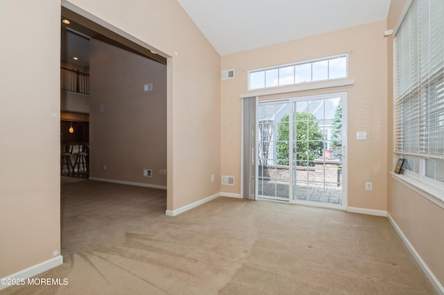 7 Riviera Dr, Monroe, NJ 08831 - carpeted empty room featuring high vaulted ceiling, baseboards, and visible vents