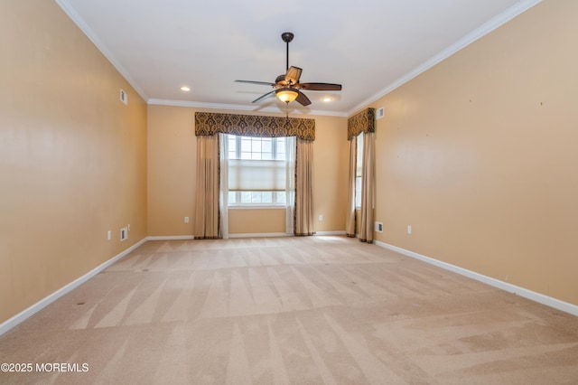 7 Riviera Dr, Monroe, NJ 08831 - unfurnished room with light colored carpet, baseboards, ornamental molding, and a ceiling fan