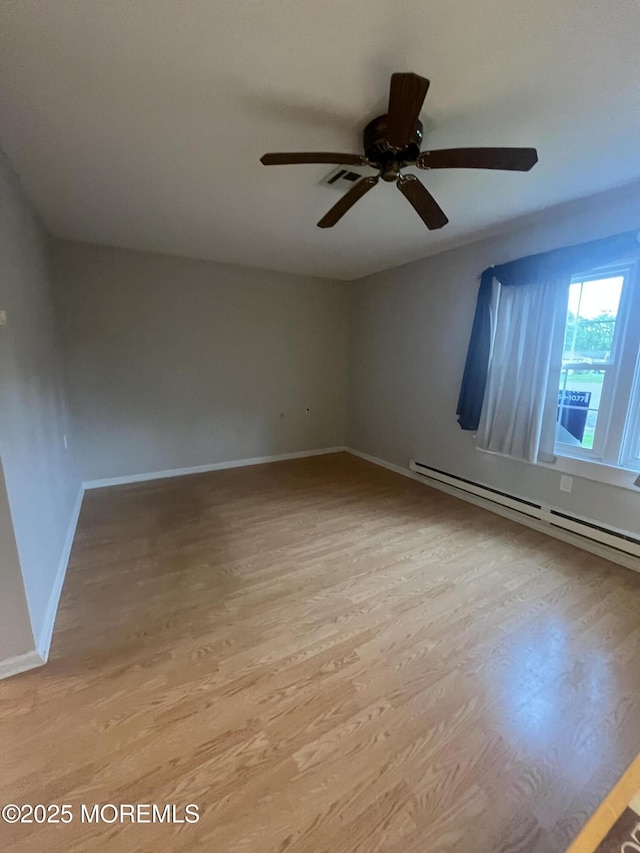 18 Andes Ct, Brick, NJ 08724 - unfurnished room with baseboard heating, light wood-style flooring, ceiling fan, and baseboards