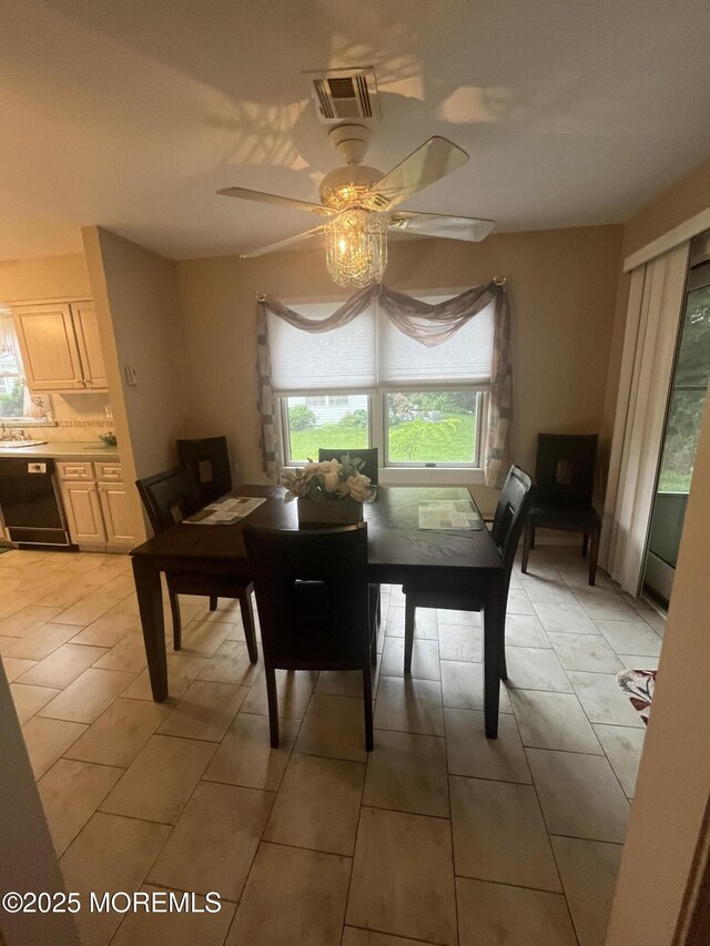 18 Andes Ct, Brick, NJ 08724 - dining area featuring ceiling fan and light tile patterned flooring