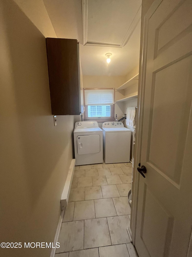 18 Andes Ct, Brick, NJ 08724 - laundry area featuring washer and dryer, baseboards, and light tile patterned flooring