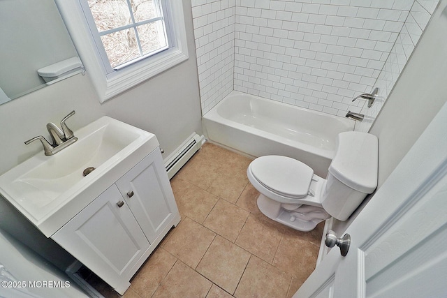 950 Bay Ave, Toms River, NJ 08753 - full bathroom with toilet, a baseboard radiator, bathtub / shower combination, vanity, and tile patterned flooring