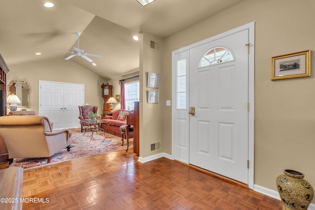 foyer with visible vents, baseboards, and plenty of natural light