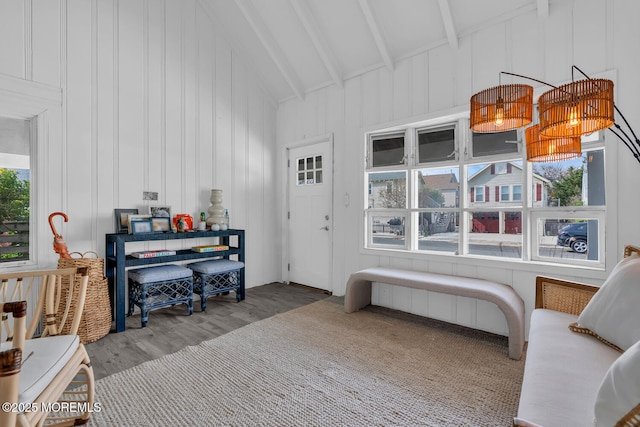 interior space with beam ceiling