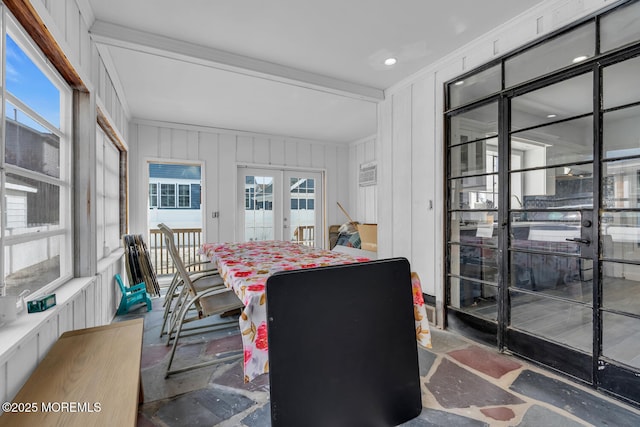 dining space with french doors