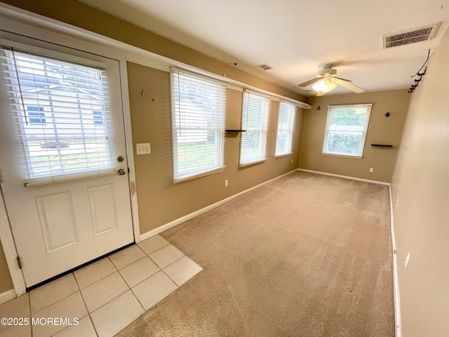5 Laurel Ave, Toms River, NJ 08753 - interior space with baseboards, visible vents, light colored carpet, and a ceiling fan
