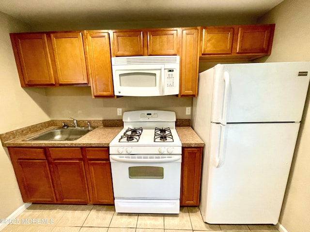 5 Laurel Ave, Toms River, NJ 08753 - kitchen with brown cabinets, light tile patterned floors, a sink, and white appliances