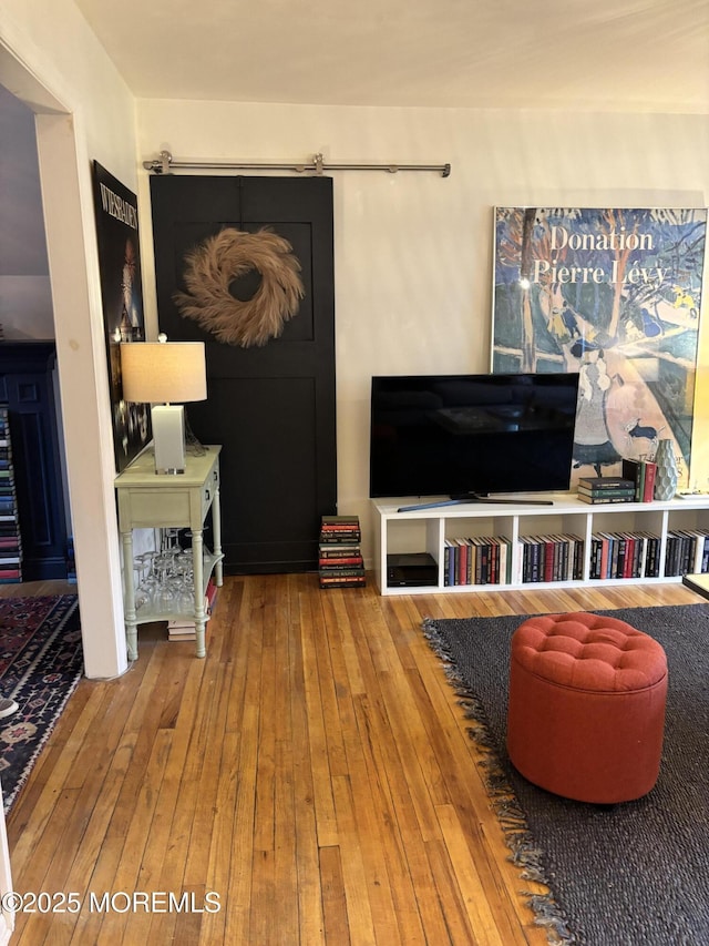 living room with hardwood / wood-style floors