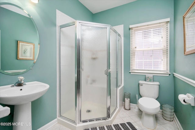1306 Wickford Ln, Lanoka Harbor, NJ 08734 - full bathroom featuring toilet, a stall shower, baseboards, and tile patterned floors