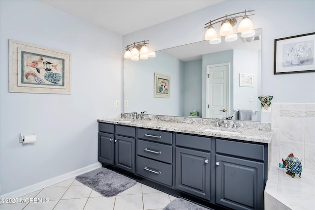 1306 Wickford Ln, Lanoka Harbor, NJ 08734 - bathroom featuring tile patterned floors, double vanity, and a sink