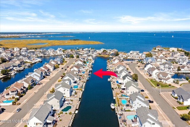 1306 Wickford Ln, Lanoka Harbor, NJ 08734 - bird's eye view featuring a water view and a residential view