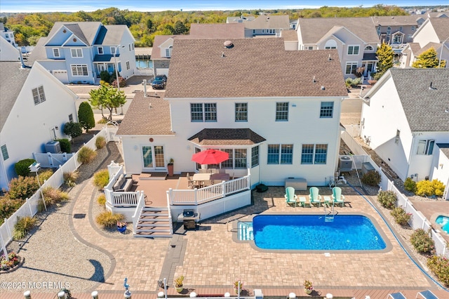 1306 Wickford Ln, Lanoka Harbor, NJ 08734 - exterior space with a fenced backyard, a fenced in pool, a patio, and a residential view