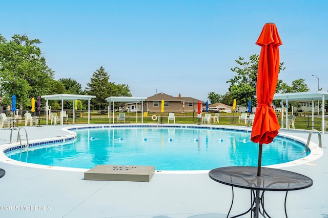 community pool with fence