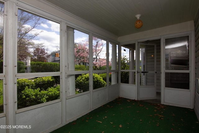 view of unfurnished sunroom