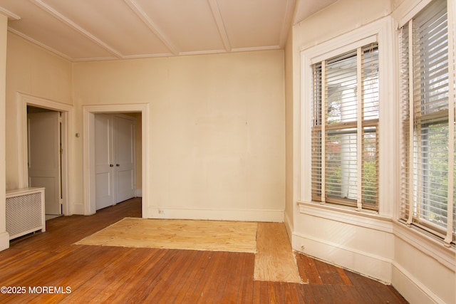 unfurnished room with wood-type flooring and radiator