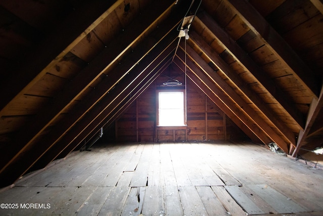 view of unfinished attic