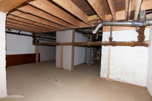 view of unfinished basement