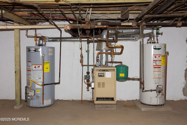 utilities with a heating unit and water heater