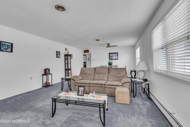 9 Banning Ct, Toms River, NJ 08757 - living area with ceiling fan, carpet, and baseboard heating