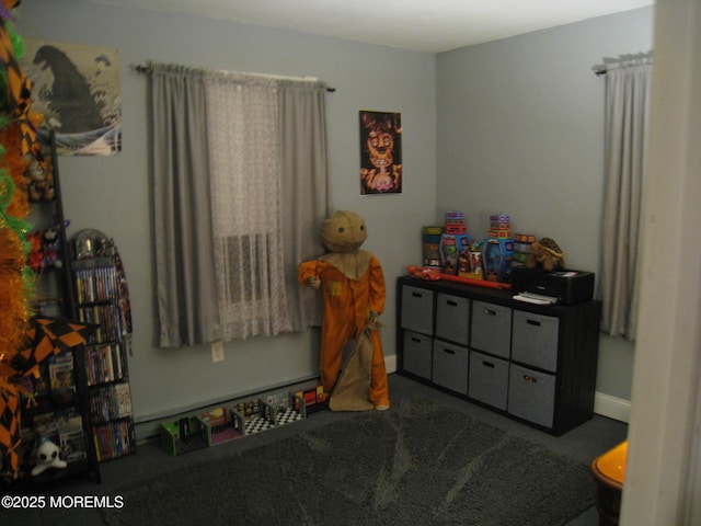 recreation room with carpet floors